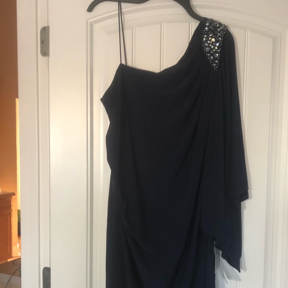 R&M Richards dress women’s size 14W new with tag navy one shoulder